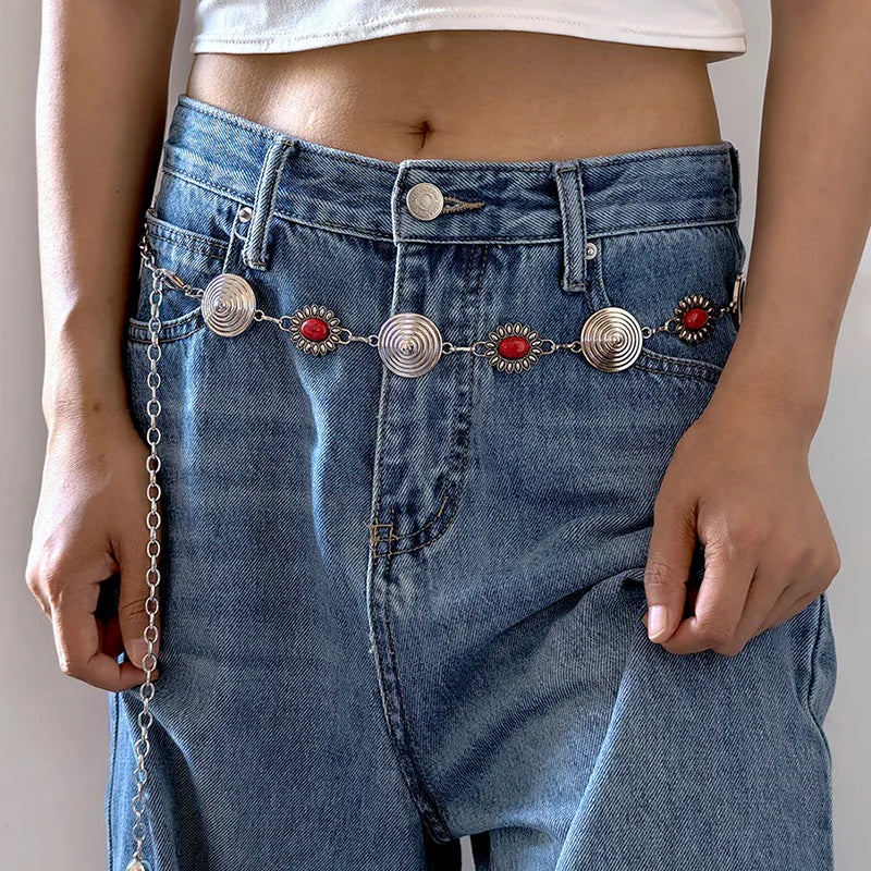Gypsy Metal Hippie Boho Flower Turkish Bohemian Dress Belt Belly Dance Waist Chain Coins Sexy Body Afghan Indian Jewelry