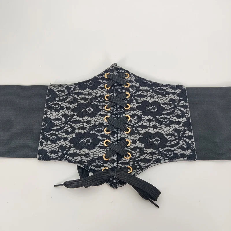 PENDRA Bellaelle Black Floral Gothic Corset Belt