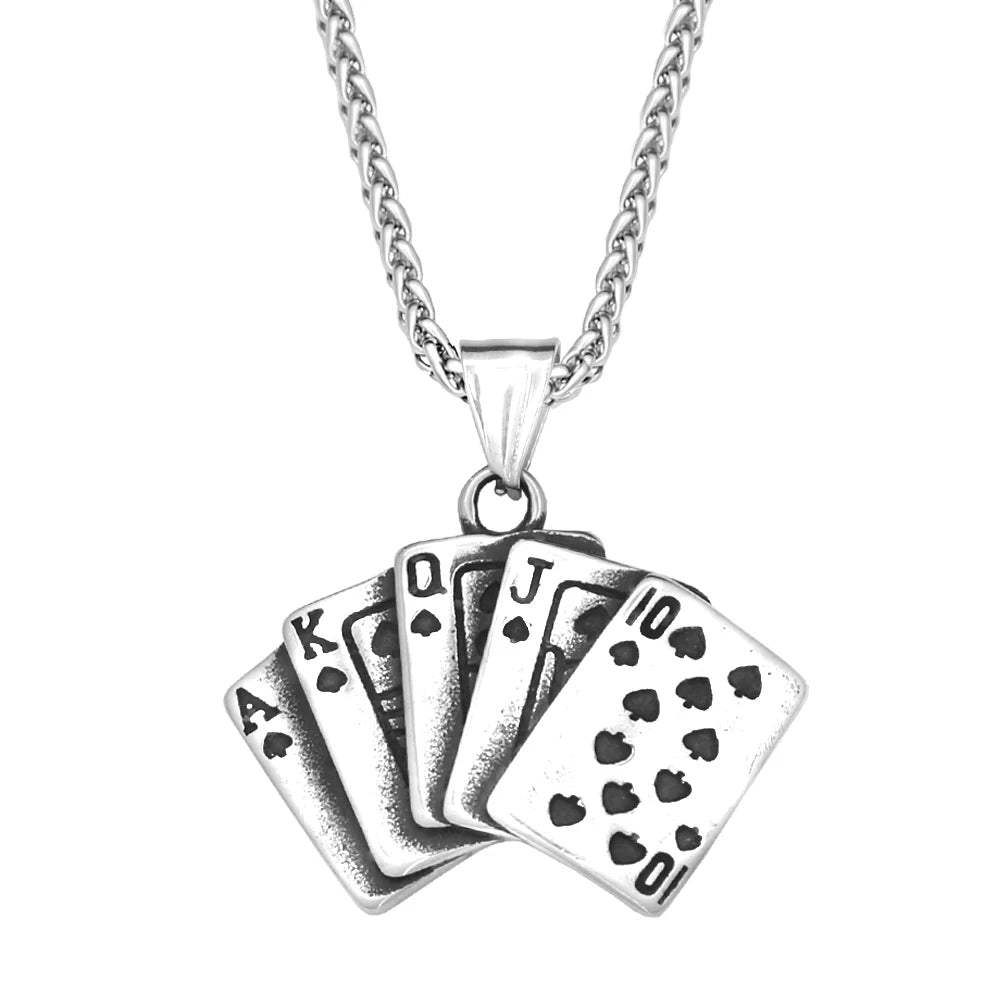 PENDRA Pokerflush Stainless Steel Poker Pendant Necklace