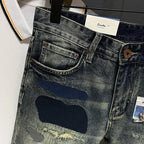 High-end Design Brand Embroidered Elastic Denim Shorts Men's Summer Middle Pants Slim-fitting Korean Breeches Jorts Shorts