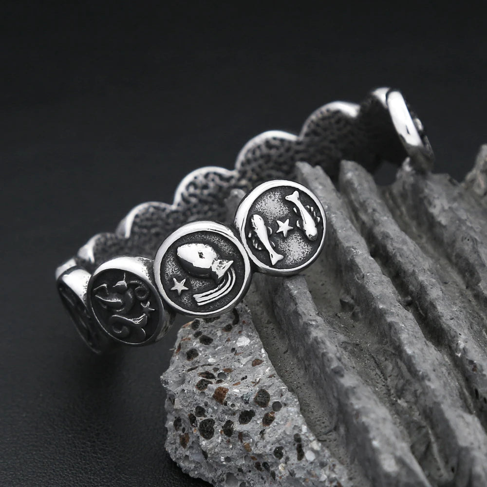 PENDRA Zodiac Twelve Constellation Stainless Steel Cuff Bracelet
