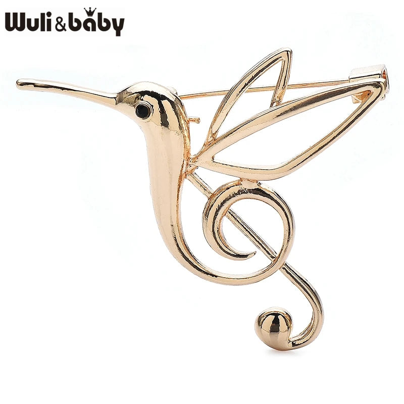 Wuli&baby Musical Notes Bird Brooches For Women Unisex 2-color Metal All-match Animal Office Party Brooch Pins Gifts