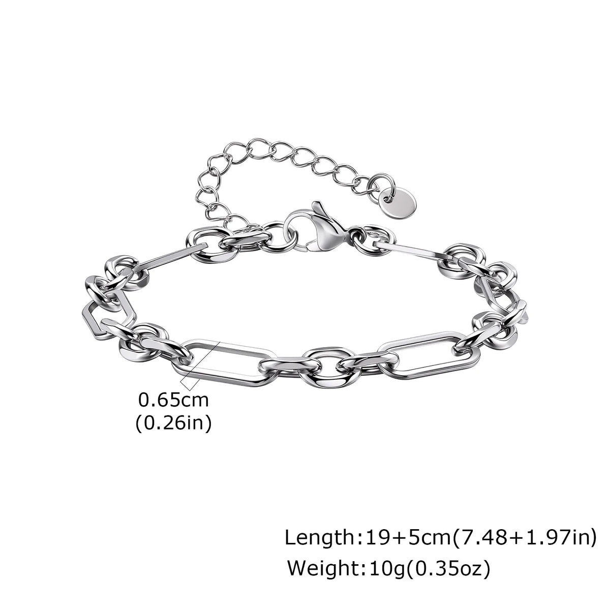 New Fahison Men's Chain Bracelet,Stainless Steel Silver Color Adjustbale Link Wristband,Hip Hop Jewelry Gift