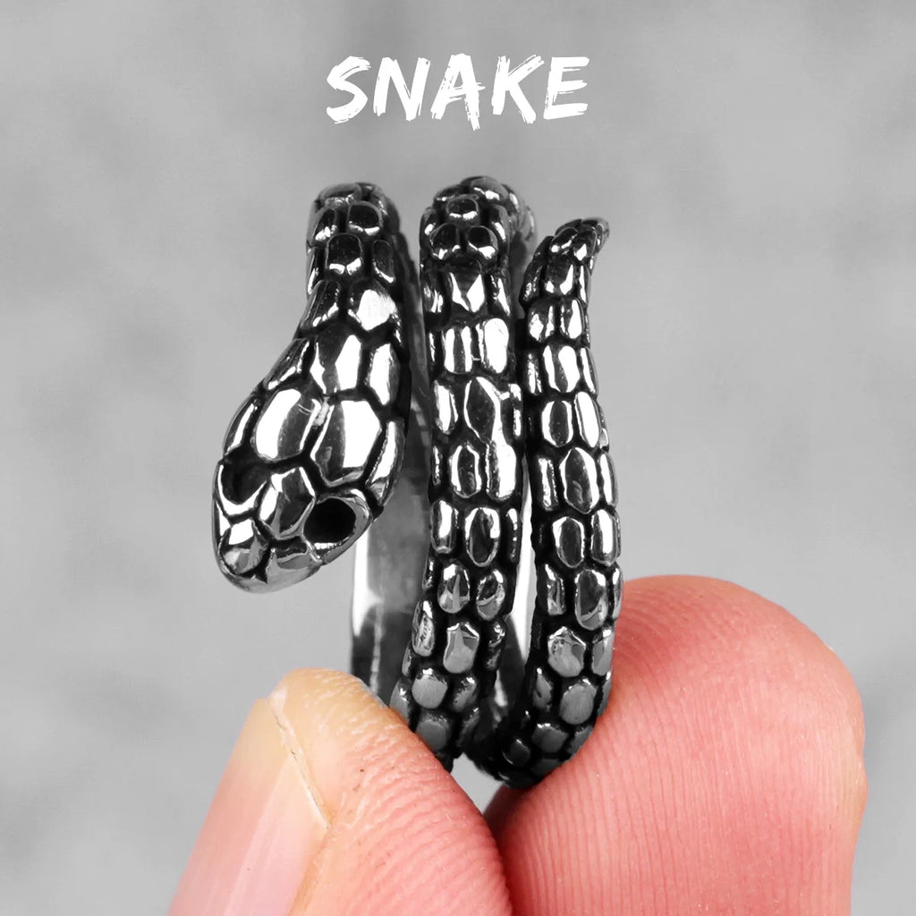 Animal Snake Cobra Series Stainless Steel Men Rings Punk Trendy for Women Fashion Jewelry Halloween Creativity Gift Wholesale