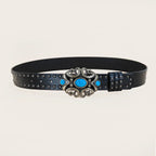 PENDRA Lunaine Leather Turquoise Buckle Western Gothic Belt