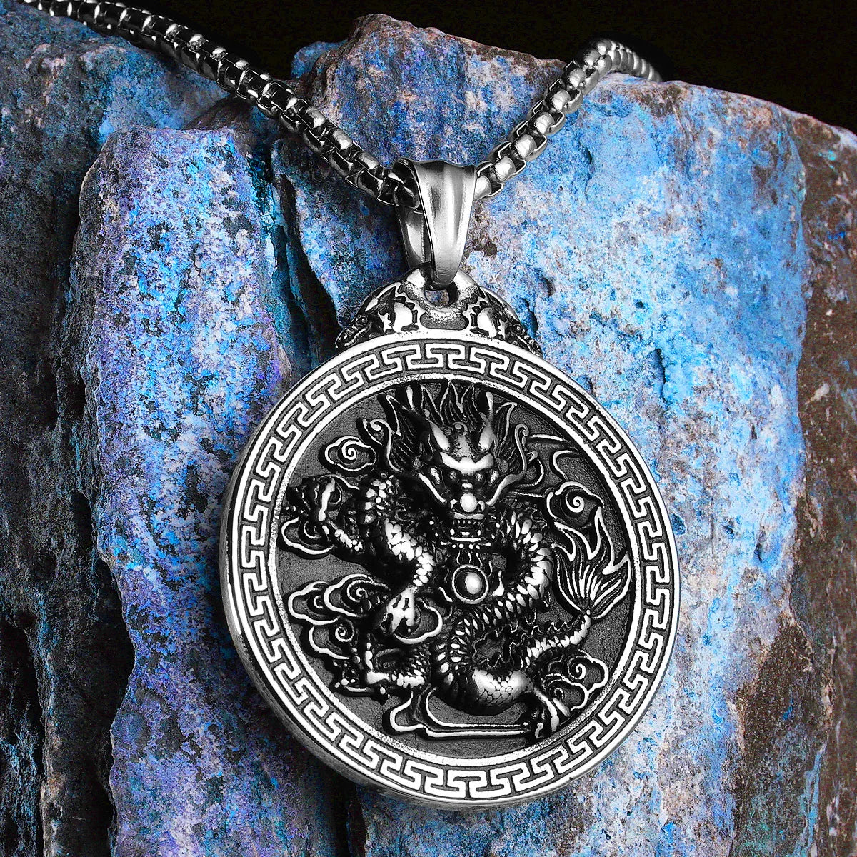 PENDRA Chinese Dragon Things Steel Necklace