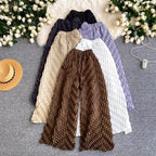 Lazy style high waisted casual wide leg pants women in spring and summer new stretch solid color loose versatile pants