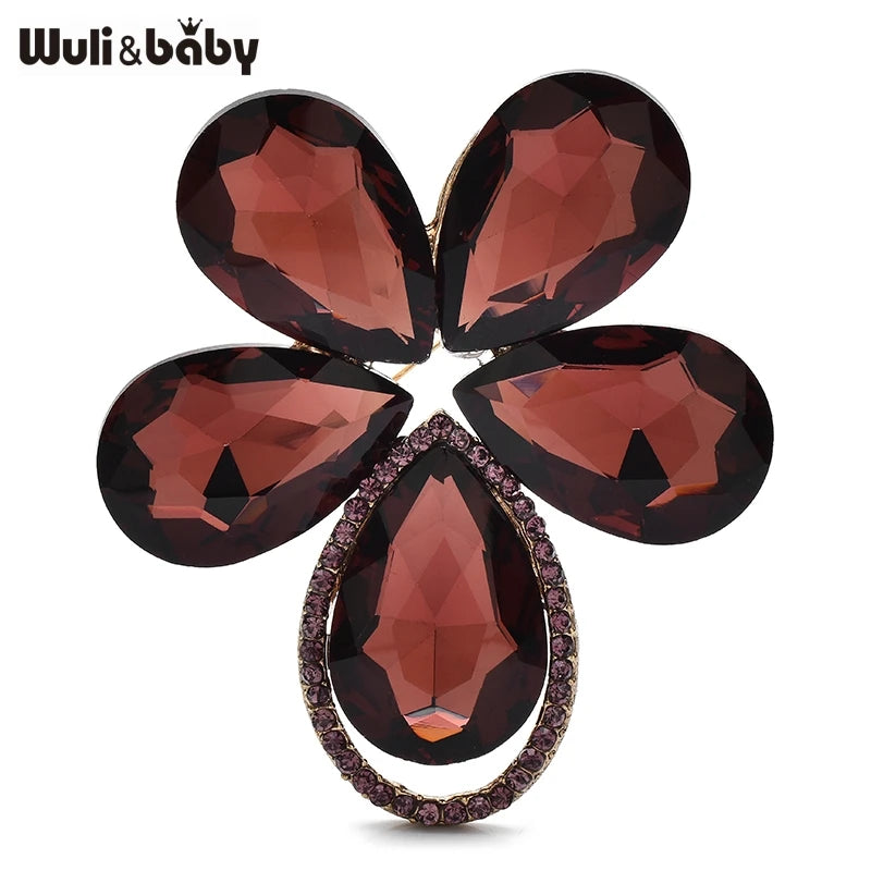 PENDRA Floraspark 3-Color Crystal Flower Brooch