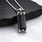 Playable Mini Harmonica Necklace for Men,Rectangular Pendant with Stainless Steel Ball Chain,Punk Music Lover Jewelry Gift