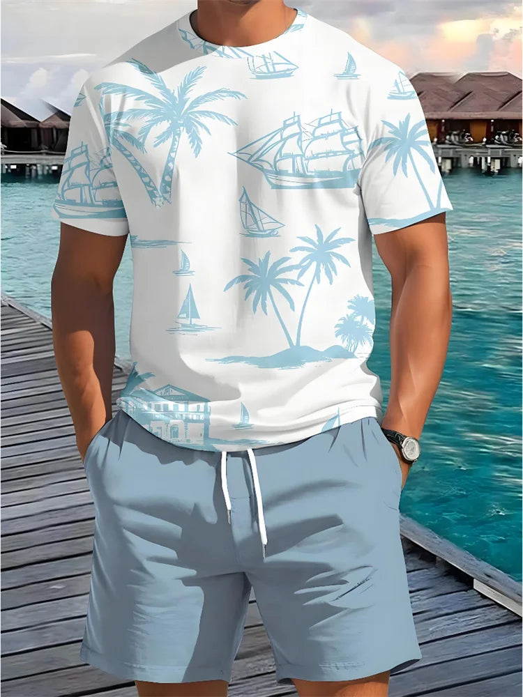 Summer Daily Casual Men's Short Sleeve Shorts Package Urban Street Men's Fashionable T-shirt Outdoor Sports Men's Shorts