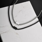 Free Custom Necklace for Men Boys,Personalized Names Words Stainless Steel Square Box Chain Collar Gift