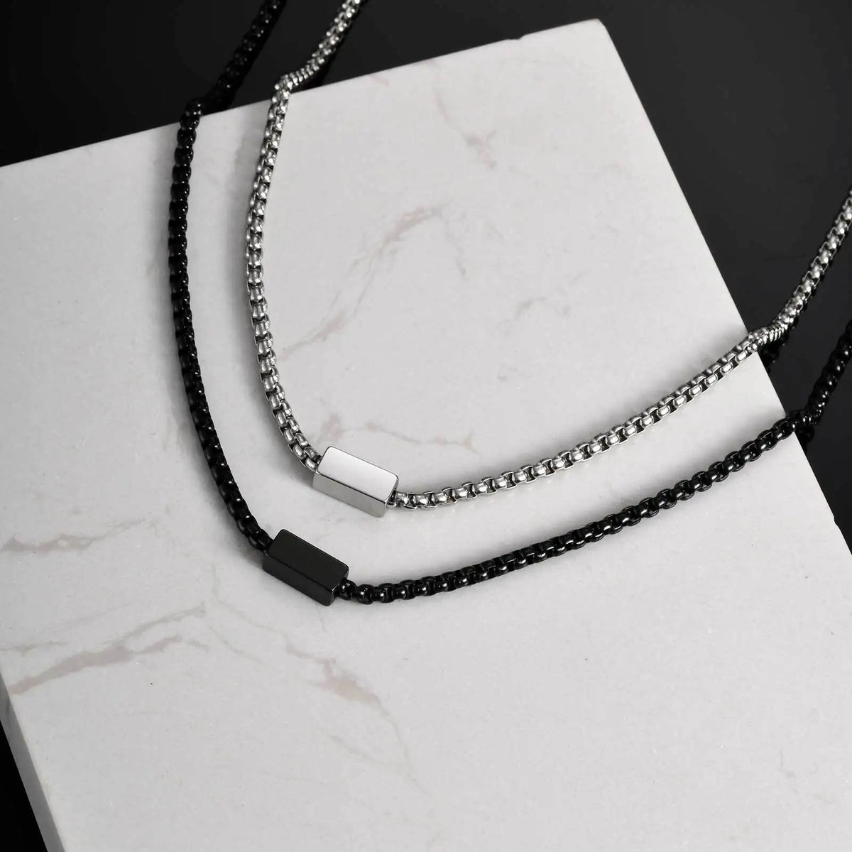 Free Custom Necklace for Men Boys,Personalized Names Words Stainless Steel Square Box Chain Collar Gift