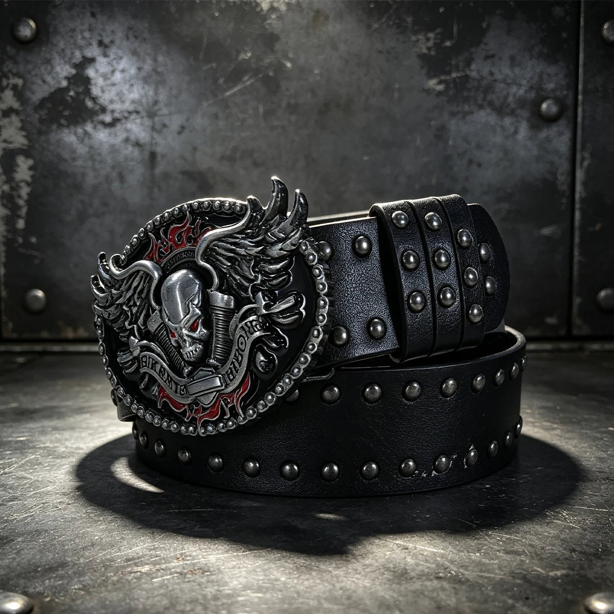 PENDRA Lunalia Black Rivet Studded Gothic Belt