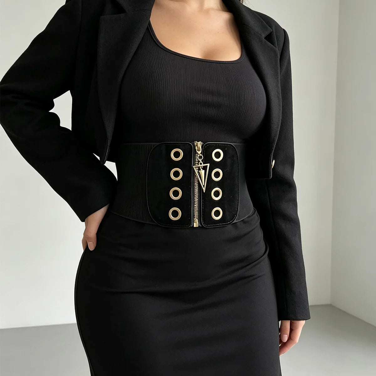 PENDRA Zaraaya Black Gothic Wide Corset Belt