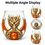 Mythical Green Dragon Whiskey Tumbler Cup Double‑Layer High Borosilicate Glass 3D Dragon Sculpture Drinking Glasses  Decoration