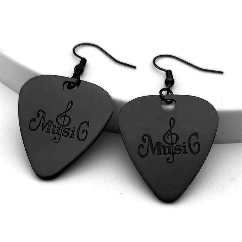 Hip Hop Guitar Pick Musical Drop Earrings for Women Stainless Steel Gold Silver Color Rock Music Earring Jewelry