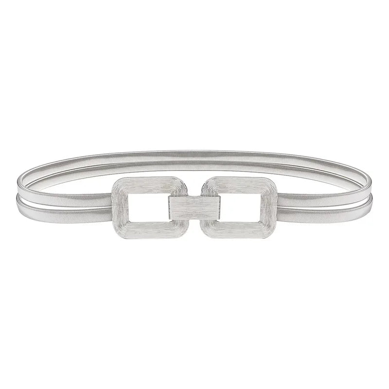 Golden Double-strand Elastic Women's Belt Buckle Women's Casual Fashion Spring Metal Waist Chain With Skirt