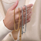 Gold Color Franco Chain Necklace for Men,3MM Wide Thick Stainless Steel Necklace Collars,Classic Trendy Jewelry Gifts