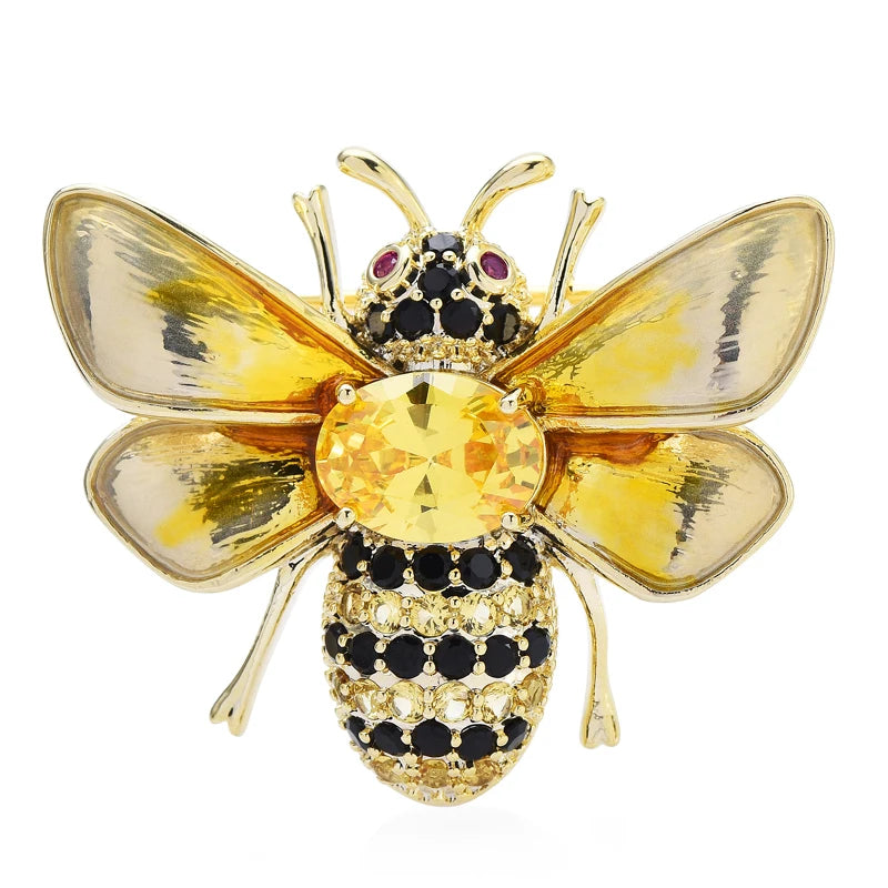 Wuli&baby Luxury Bee Brooches For Women Men Cubic Zirconia Insects Office Party Brooch Pins Gifts
