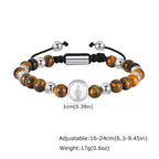 Virgin Mary Beaded Bracelets for Men Boys,Waterproof Stainless Steel Round Charms Wristband,Religious Prayer Jewelry Gift