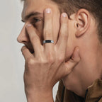 Black Rectangle Ring for Men Boys,Classic Square Ring Metal Ring Chessboard Ring,Casual Gifts for Him