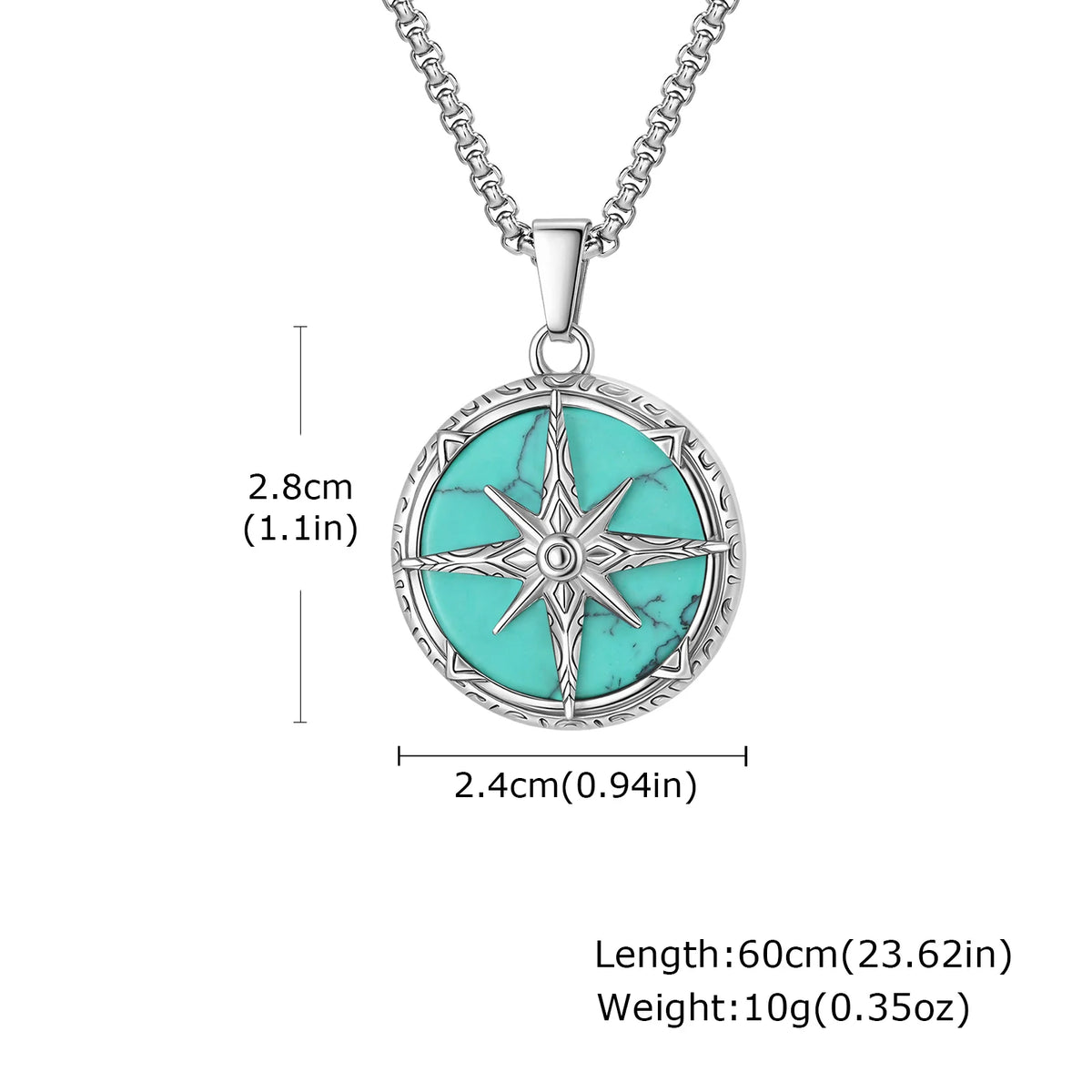 Stylish Natural Stone Necklace for Men,Eight-pointed Star Round Pendant Necklace,Cool Punk Birthday Father Gifts