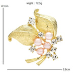 PENDRA Elowen Pearl Leaf Floral Brooch