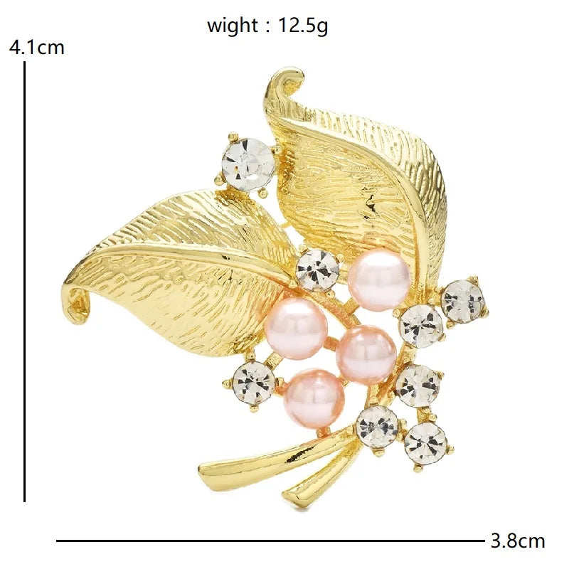 PENDRA Elowen Pearl Leaf Floral Brooch