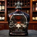 Metallica 45th Anniversary Limited Edition Whiskey Decanter - Rock Band Collectible Glass Bottle with Skull Cross Decor  Gift