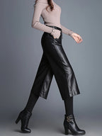 Women's solid color nine cropped wide leg pants autumn and winter loose thick fashionable and versatile commute pants