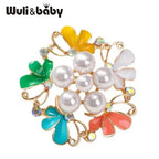 PENDRA Pearlora Enamel Pearl Flower Brooch