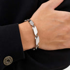 Cool Punk Stainless Steel Chain Bracelet for Men,21CM Silver Color Metal Chain Wristband,Hip Hop Jewelry Gift