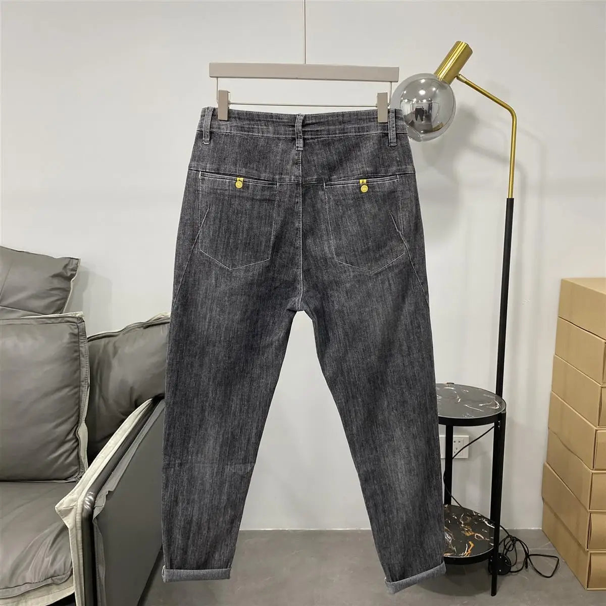 Summer Luxury Korean Style Stretch Grey Men's Slim Trousers Classic Streetwear Casual Designer Cowboy Boyfriend Jeans for Men