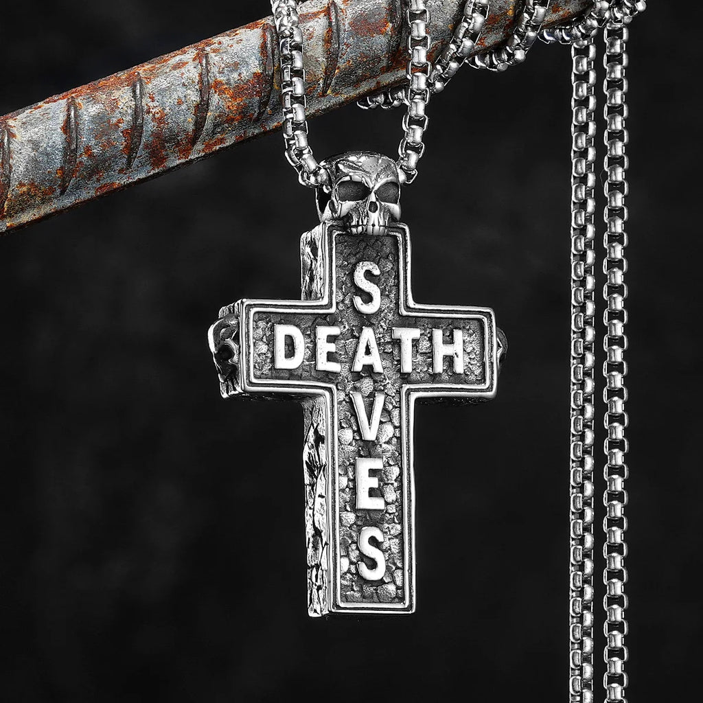 PENDRA Death Saves Skull Steel Necklace
