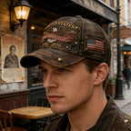 PENDRA Classic Retro American Anniversary Distressed Leather Cap