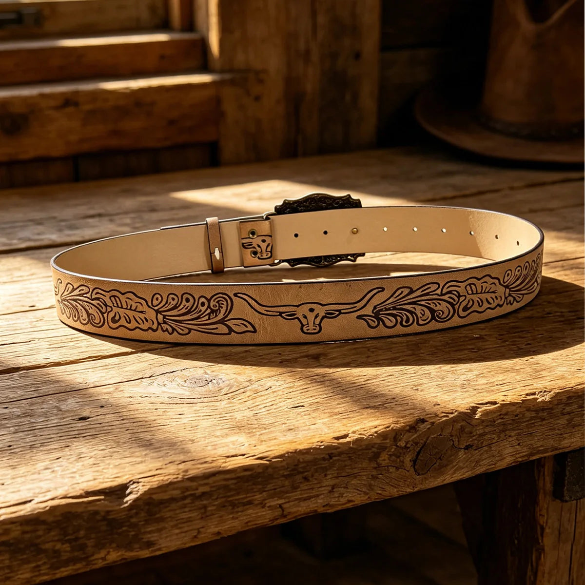 Vintage Western cowboy Cowgirl Style Plus Size Belt For Men Women Bull buckle Bull Flora printed belt Big Jeans Waistband Male