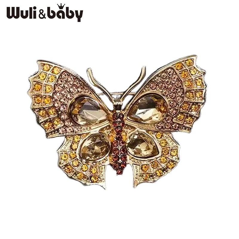 PENDRA Shimmering Butterfly Rhinestone Brooch