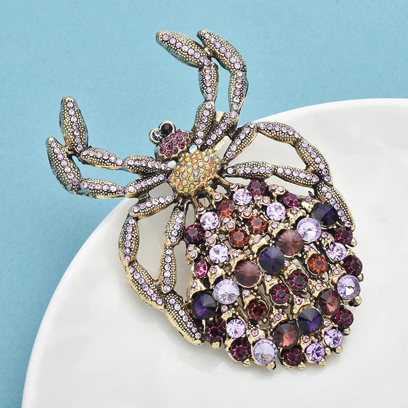 PENDRA Noctis Rhinestone Spider Brooch