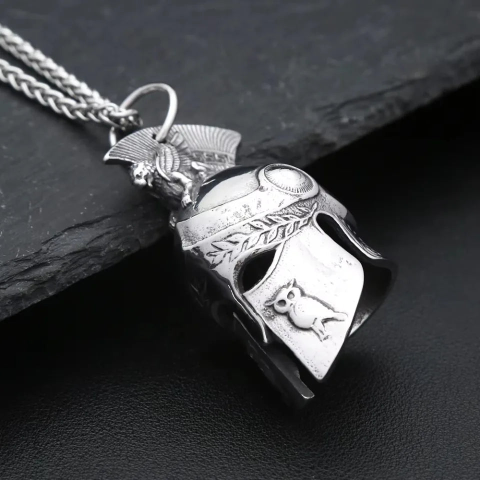 PENDRA Spartanhelm 3D Stainless Steel Spartan Helmet Pendant