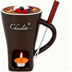European Candle Cup Cheese Chocolate Melting Ceramic Mug Heating Food Ceramic Mug with Fork Creative Coffee Mug Tableware
