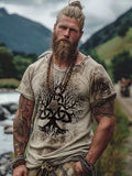 3D Retro Print Men's T-shirt Nordic Mythology Style Outdoor Street Men's Sports Top Urban Daily Men's Fashionable T-shirt