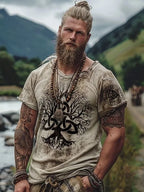 PENDRA Nordic Mythology Totem 3D-Printed Short-Sleeve T-Shirt