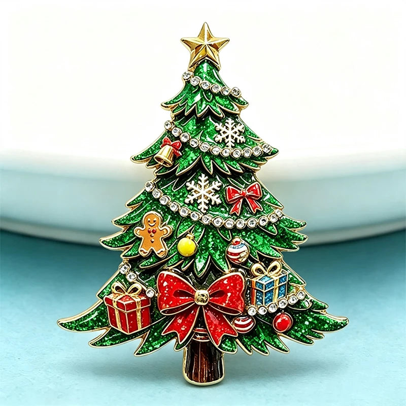 PENDRA Noel Bowknot 2-Color Christmas Tree Brooch