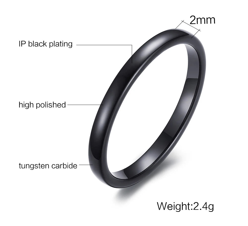 2mm Simple Tungsten Carbide Ring for Men Women,Scratch Resistant Plain Tungsten Steel Ring,Unisex Pinky Ring Wedding Ring Gift