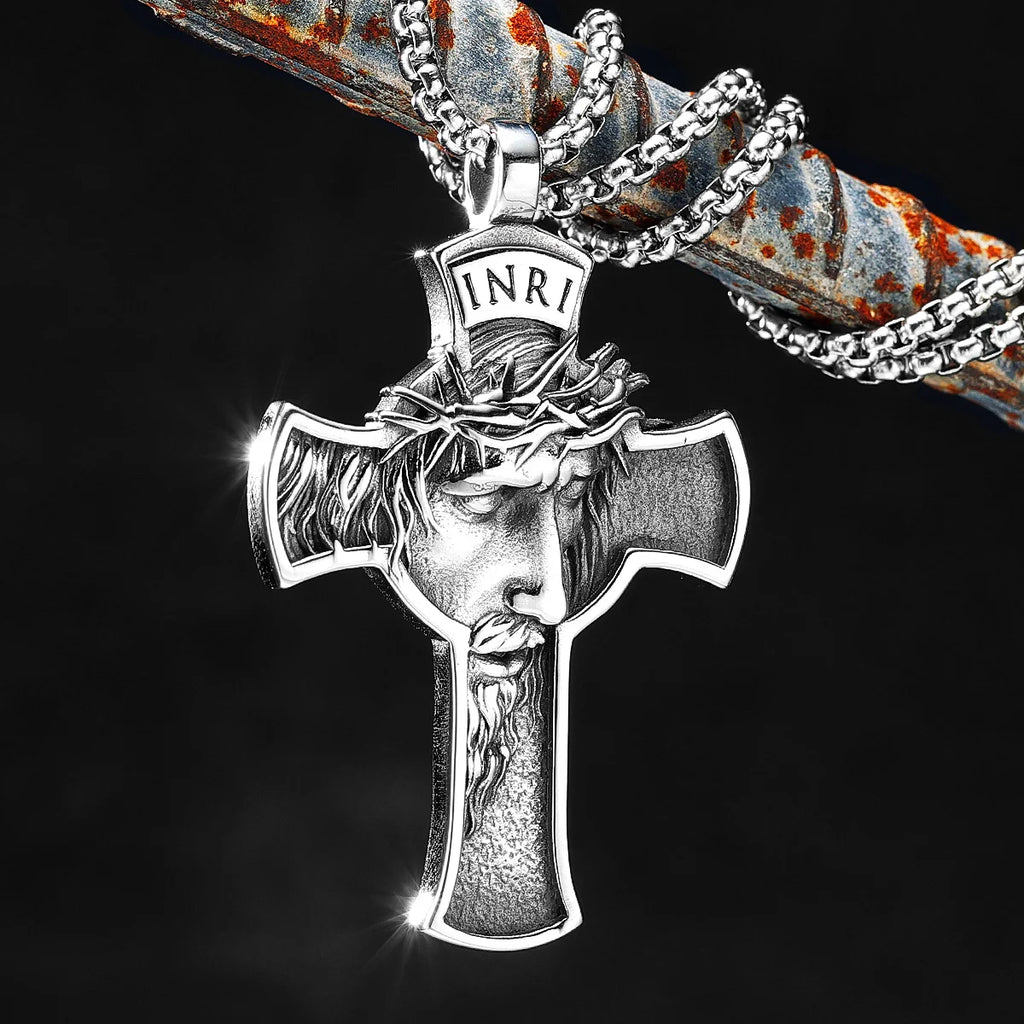 PENDRA INRI Jesus Cross Steel Necklace