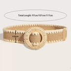 PENDRA Zaraellea Straw Round Buckle Boho Belt
