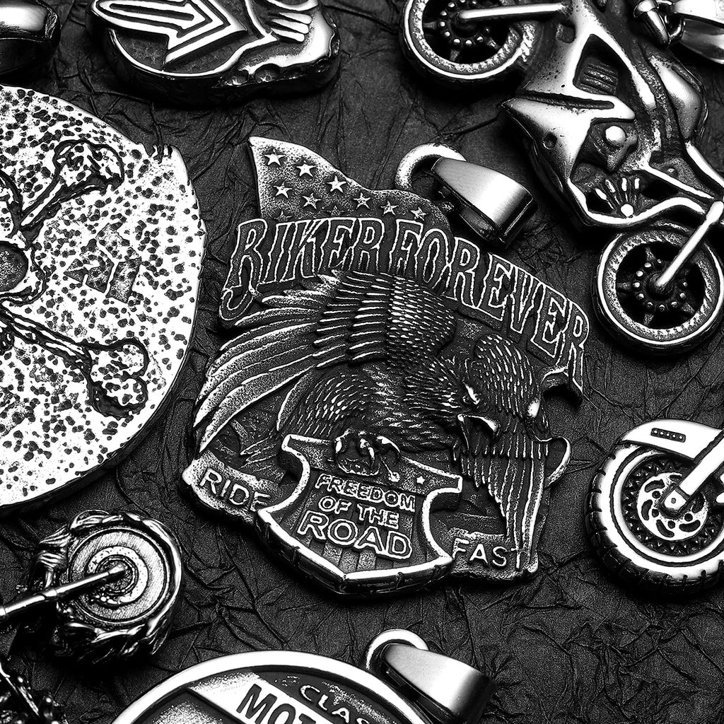 PENDRA Motorcycle Rider Route66 Steel Necklace