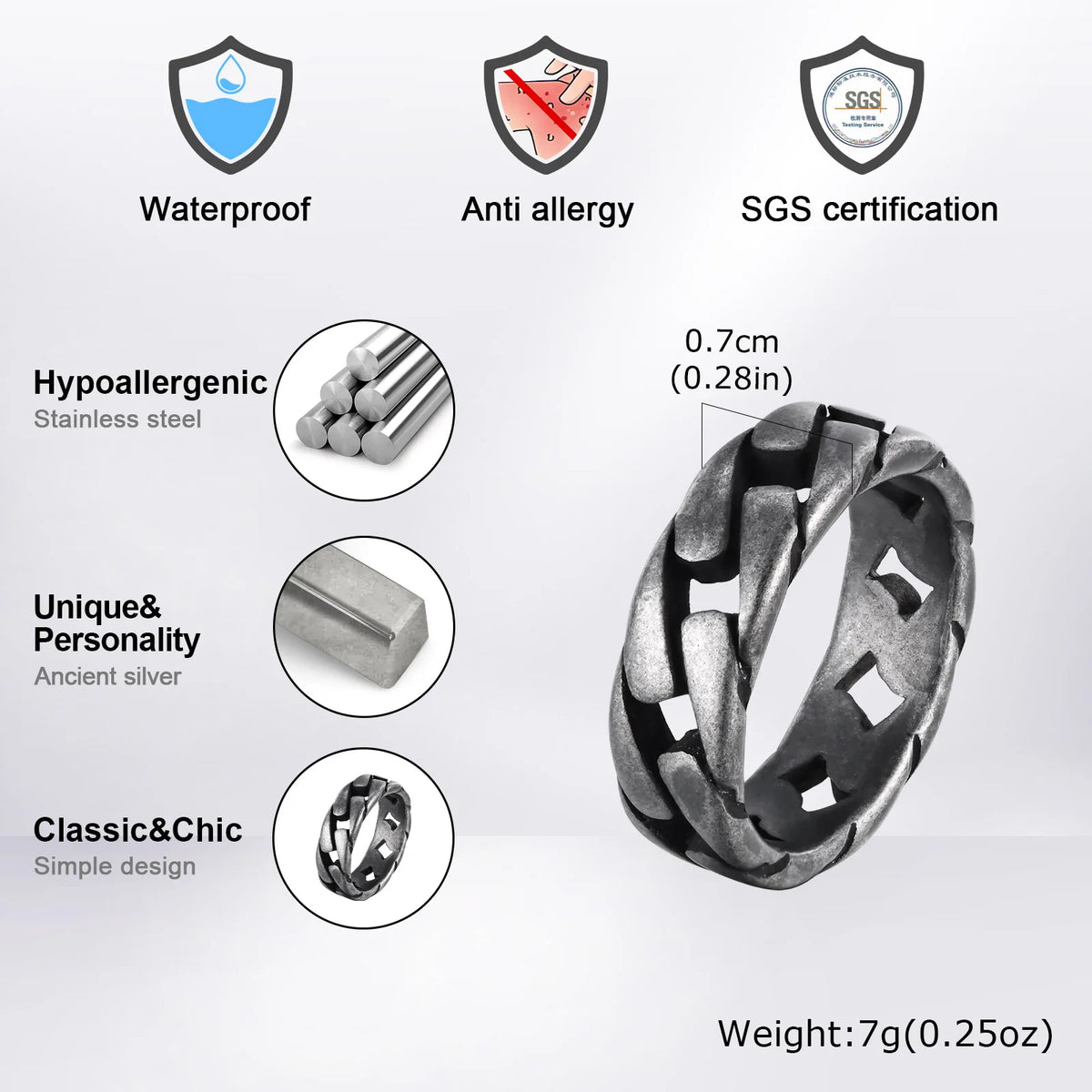 PENDRA Miami Curb Link Steel Ring