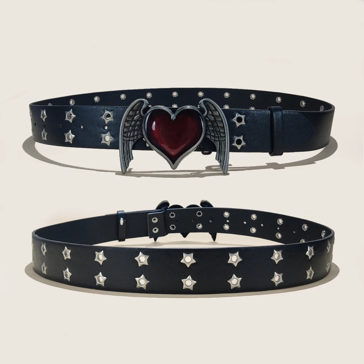 Women's Jeans Belt Punk Cool Adjustable Eyelet Leather Belt Fashion 3.8cm Wide Waistband for Men Hole Waist Gothic Accessories