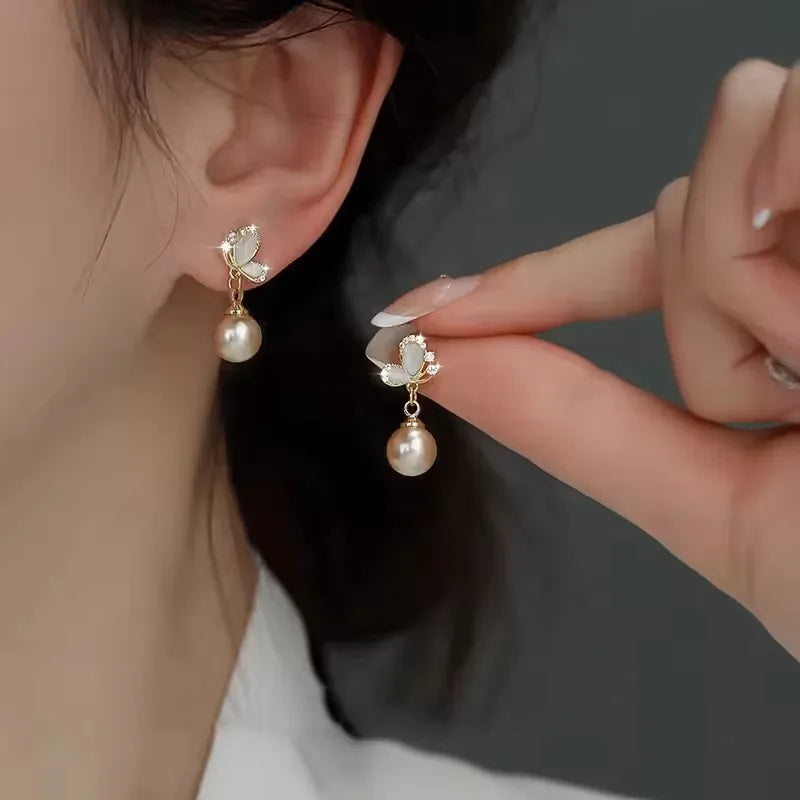 VENTFILLE 925 Sterling Silver Bow Knot Pearl Earring for Women Versatile Korean Design Gift Jewelry Dropshipping